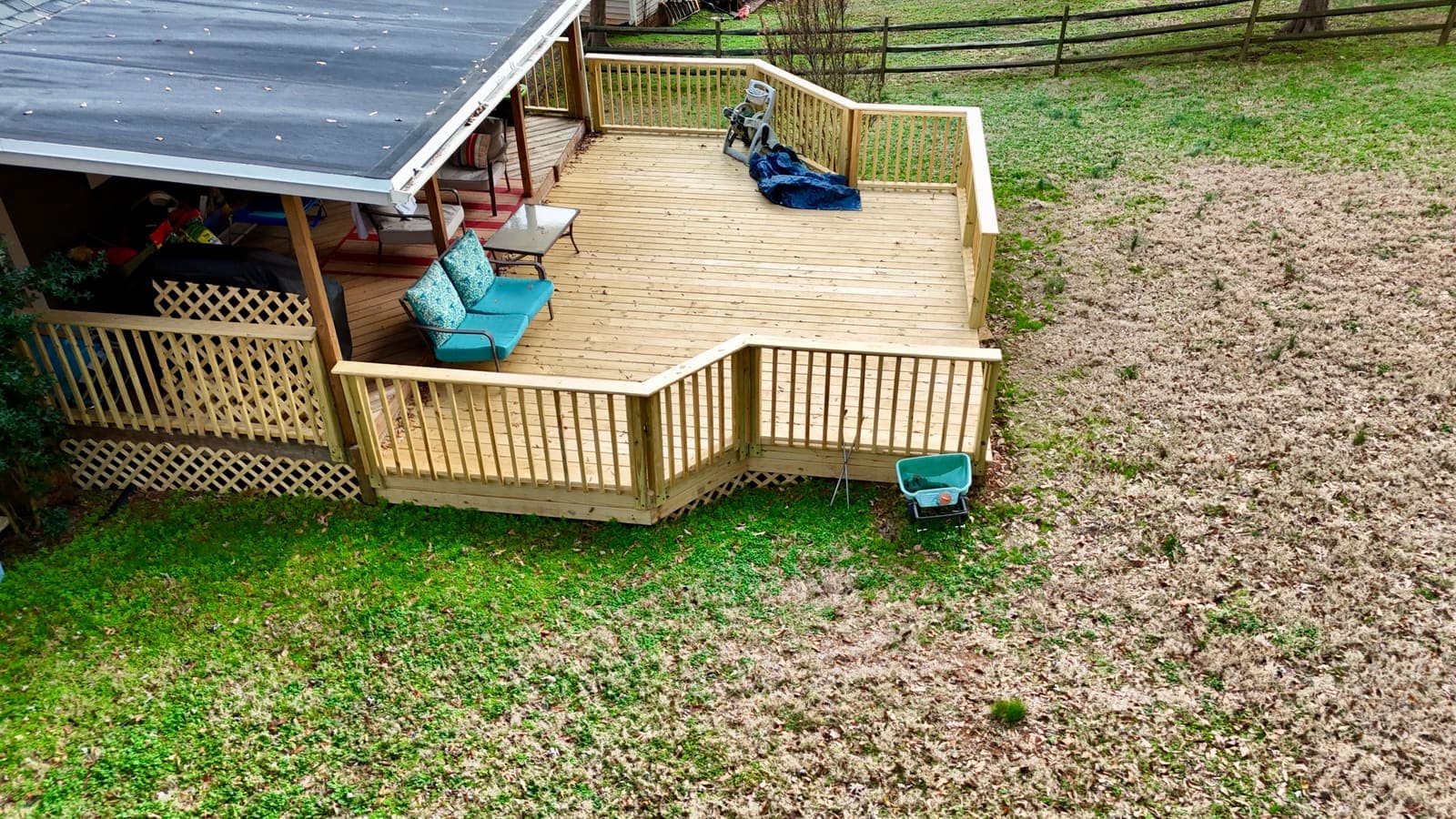 Beautiful outdoor deck designed by Compass Contracting in Rock Hill, SC.
